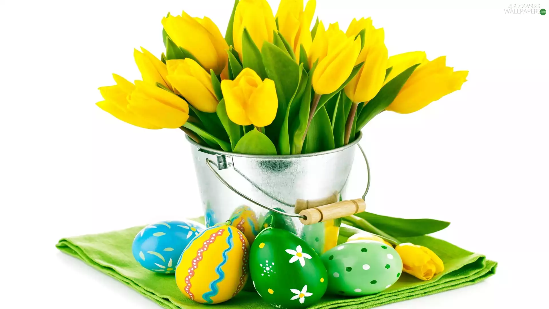 Easter, Tulips, Bucket, eggs