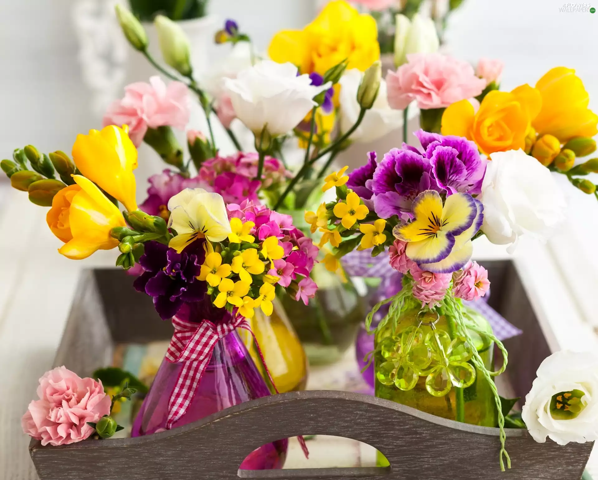 composition, bouquets, vases, Flower