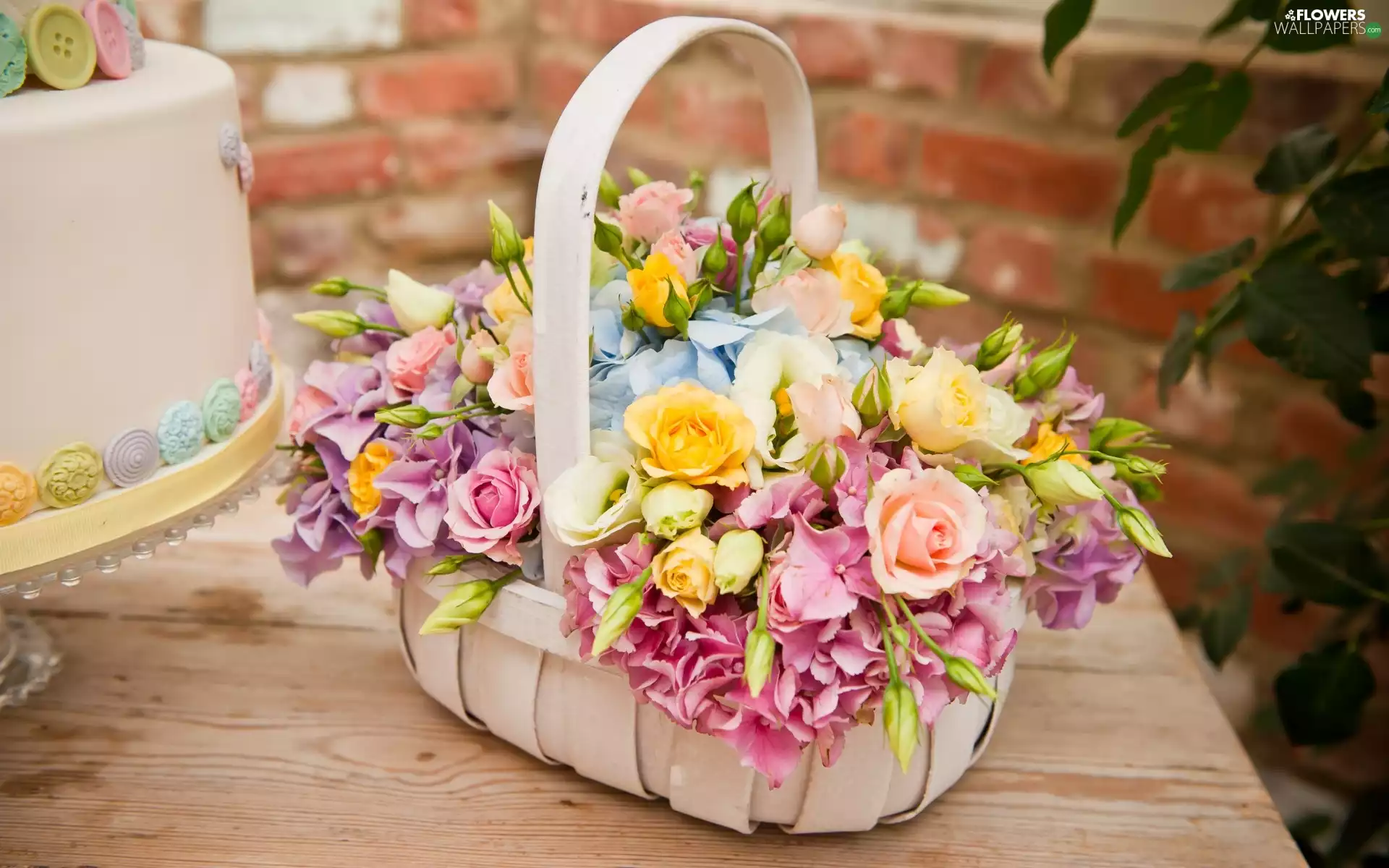 basket, Colorful, flowers, full