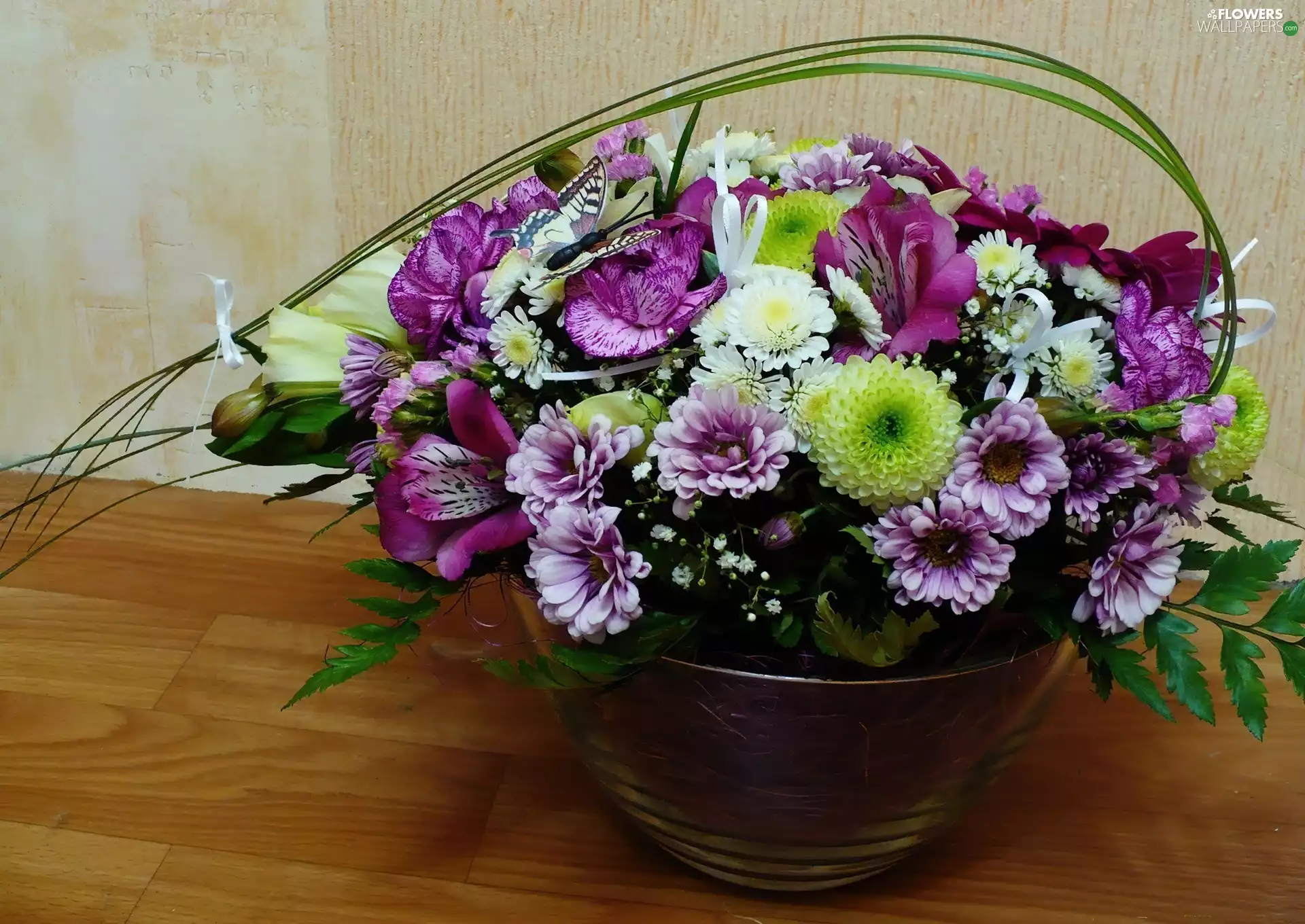 basket, violet, flowers, bouquet