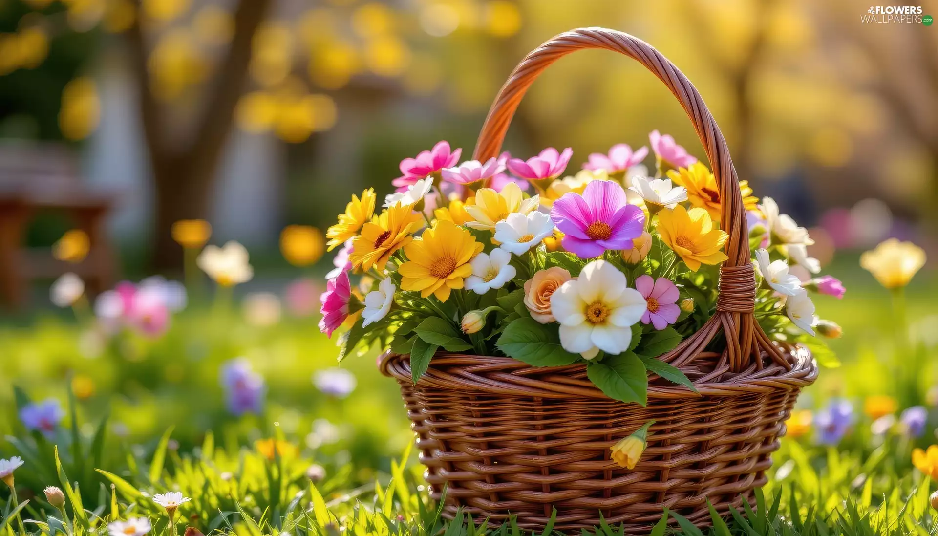 bouquet, color, basket, Flowers