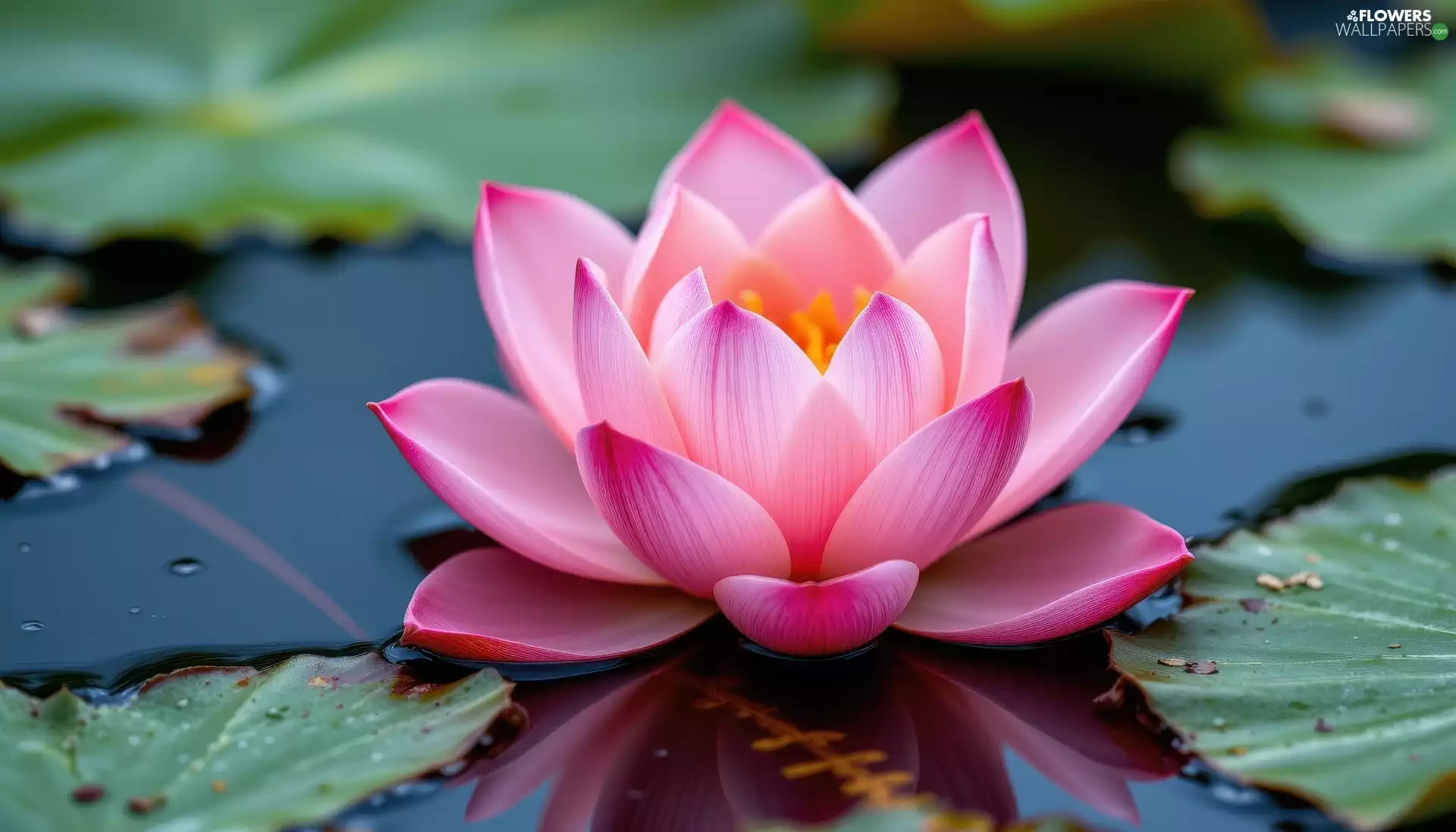 water, Leaf, Colourfull Flowers, water-lily, Pink