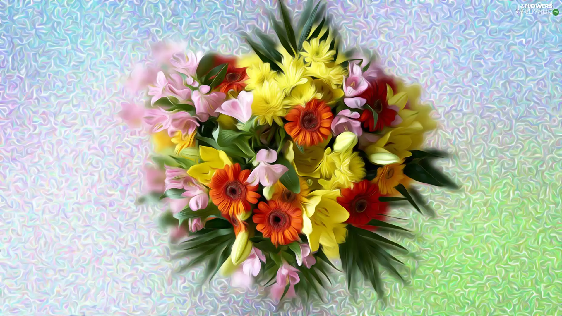 graphics, color, bouquet, Flowers