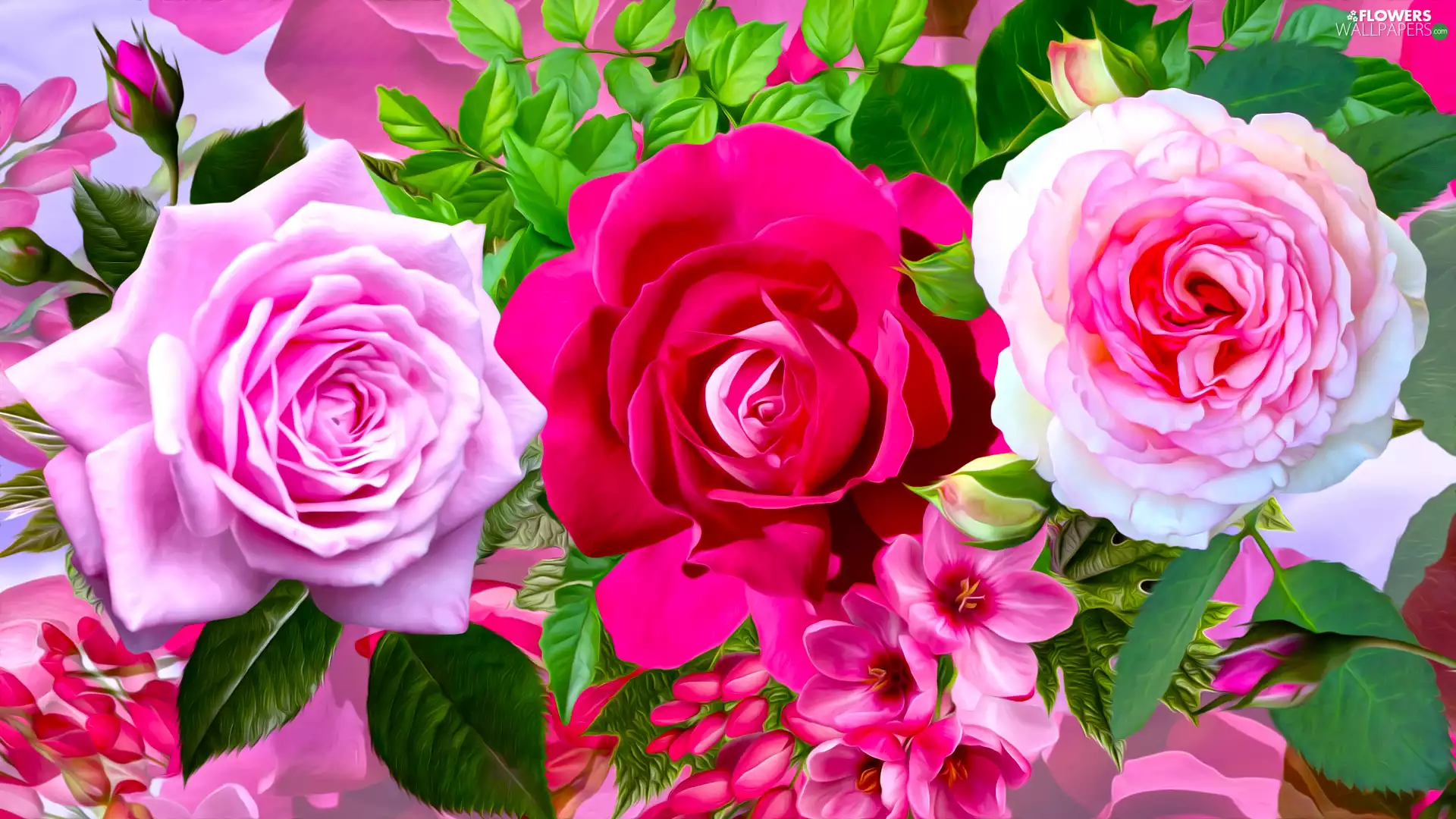 graphics, roses, Leaf, Flowers