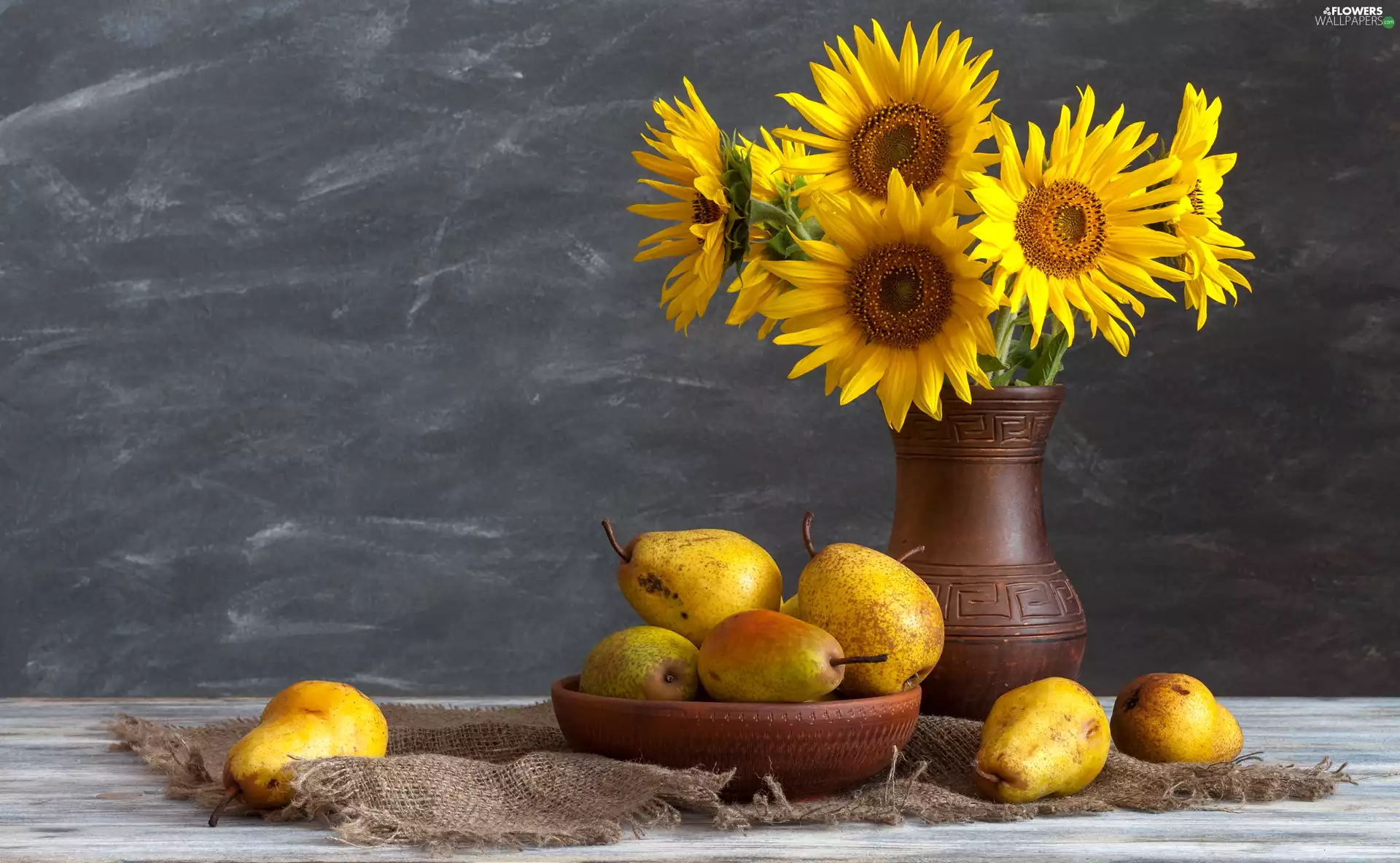 truck concrete mixer, composition, bouquet, Nice sunflowers, Flowers
