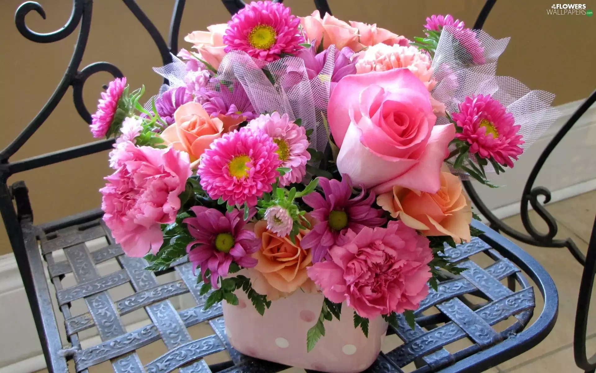 flowers, bouquet, pink