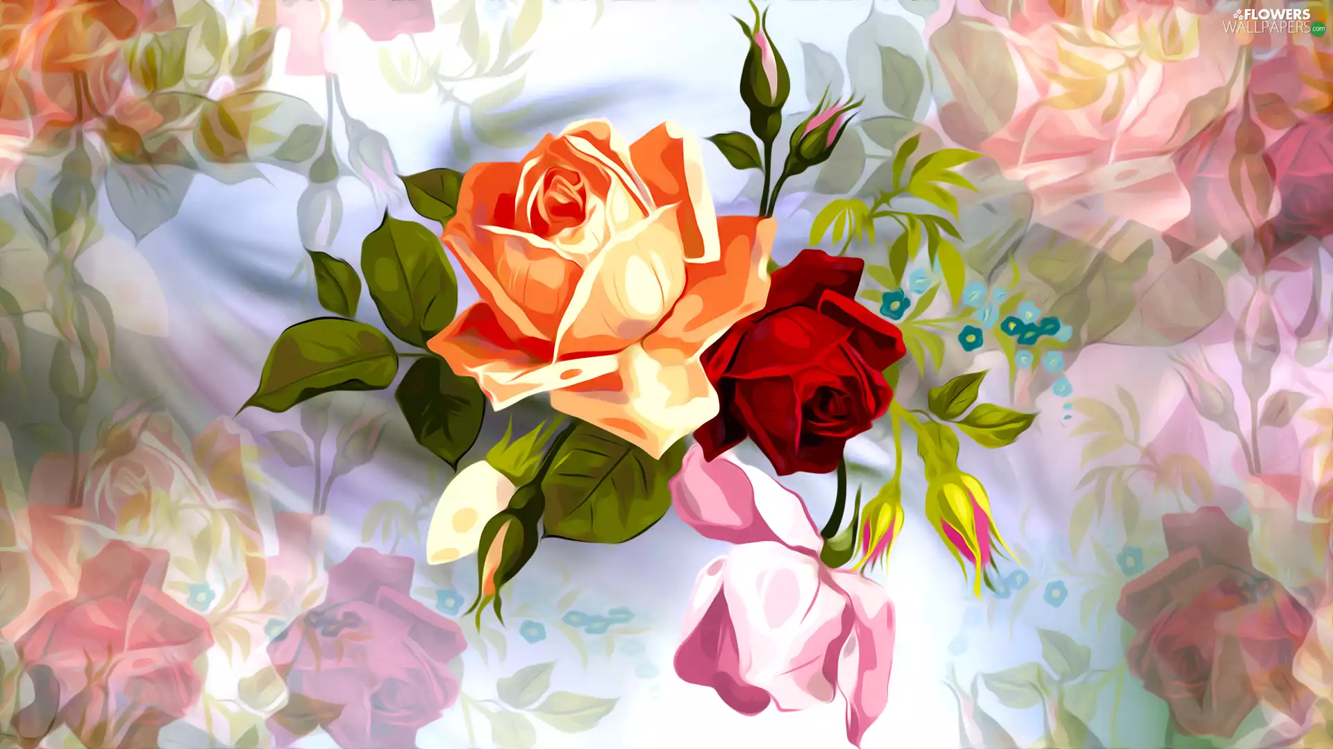 roses, 2D Graphics, Flowers