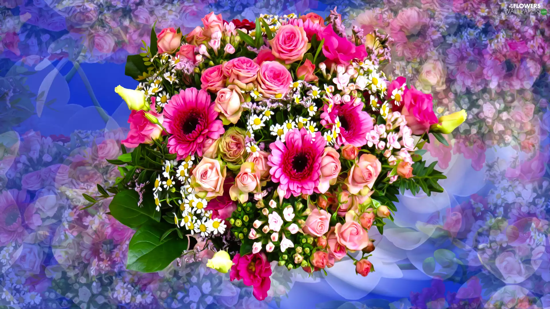 Various, bouquet, graphics, Flowers