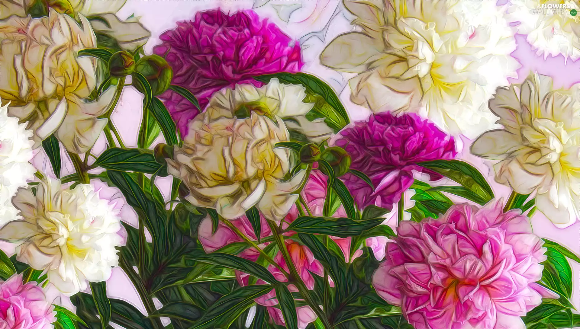 Fractalius, Flowers, Peonies