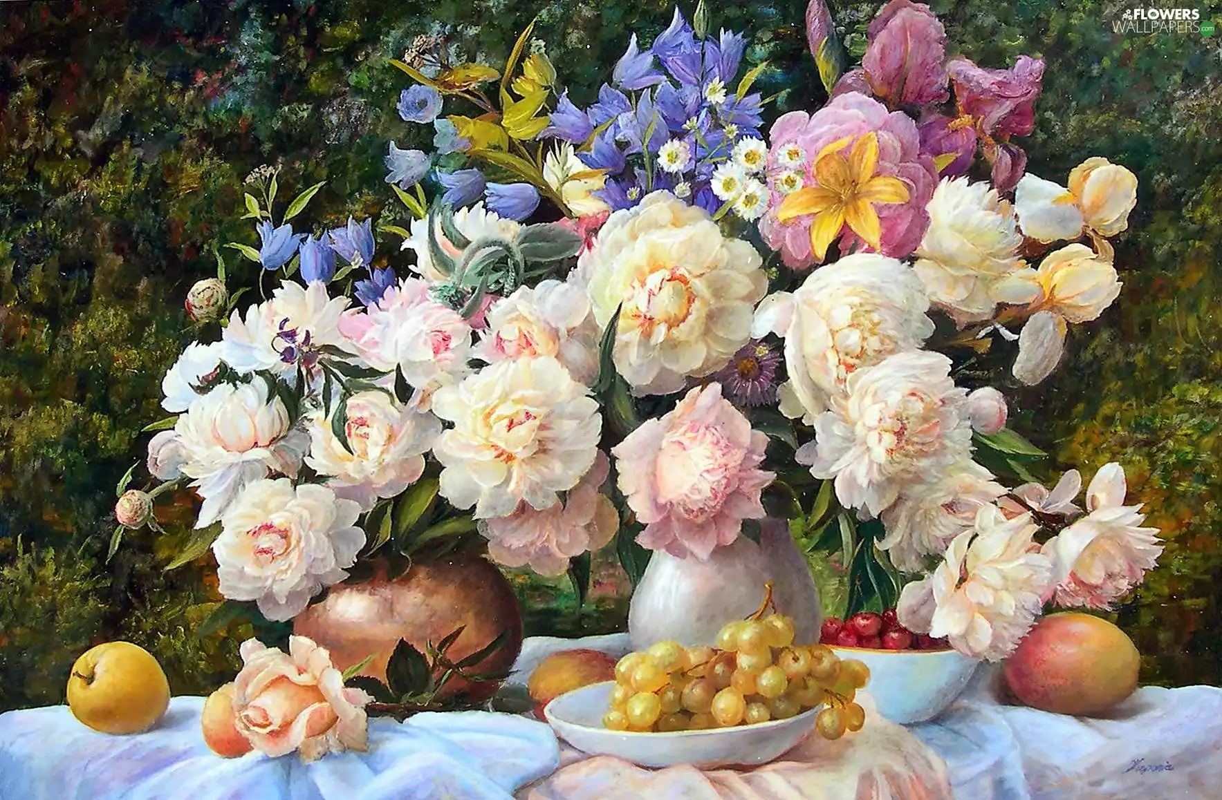 Vase, Zbigniew, flowers, Fruits, bouquet, Digging