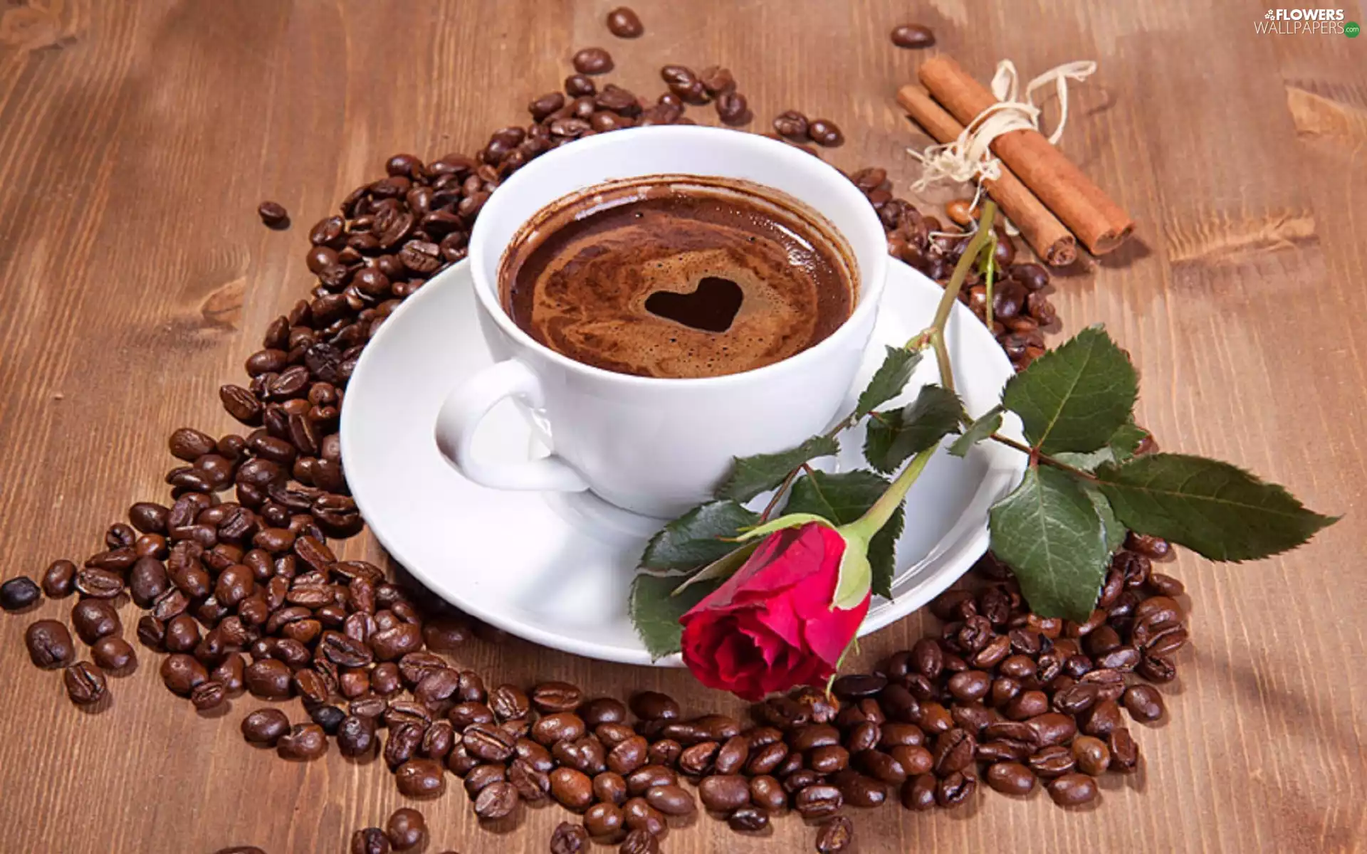 rose, coffee, grains, cup