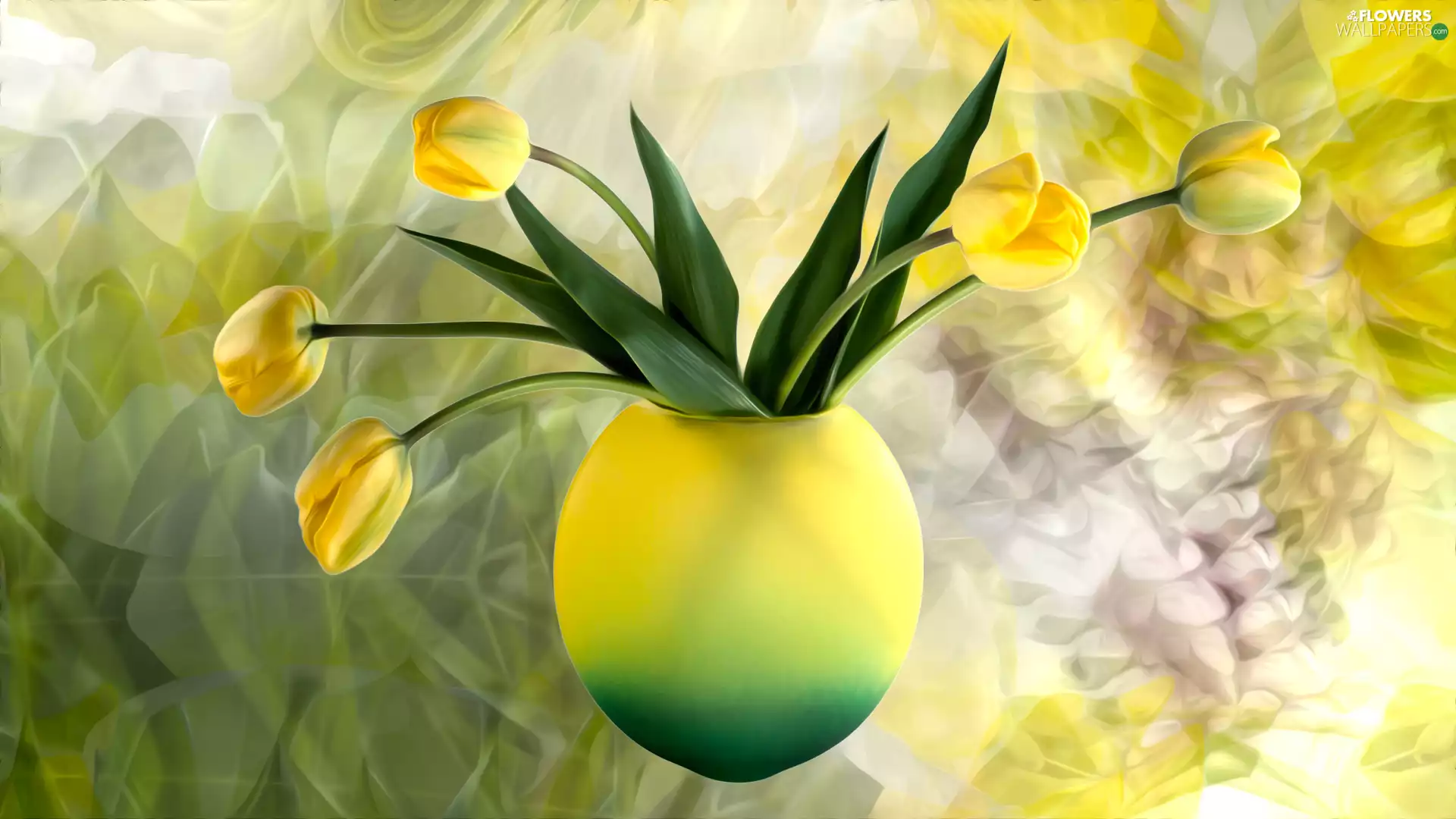 graphics, Tulips, vase