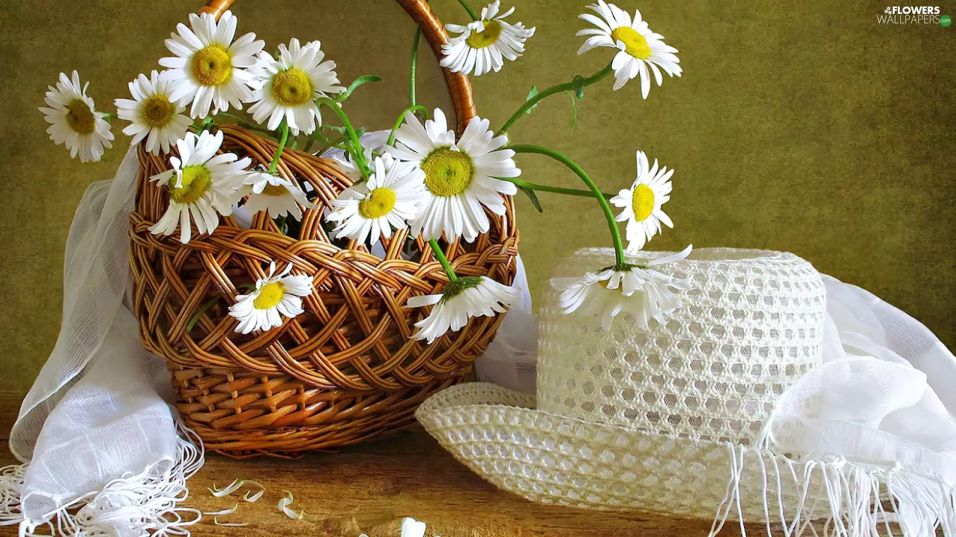 White, wicker, Hat, shawl, Margaret, basket