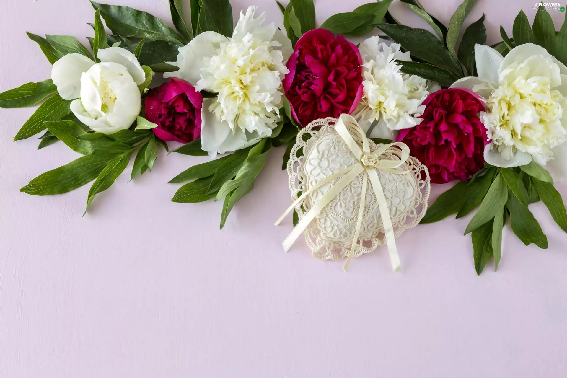 Heart, Flowers, Peonies