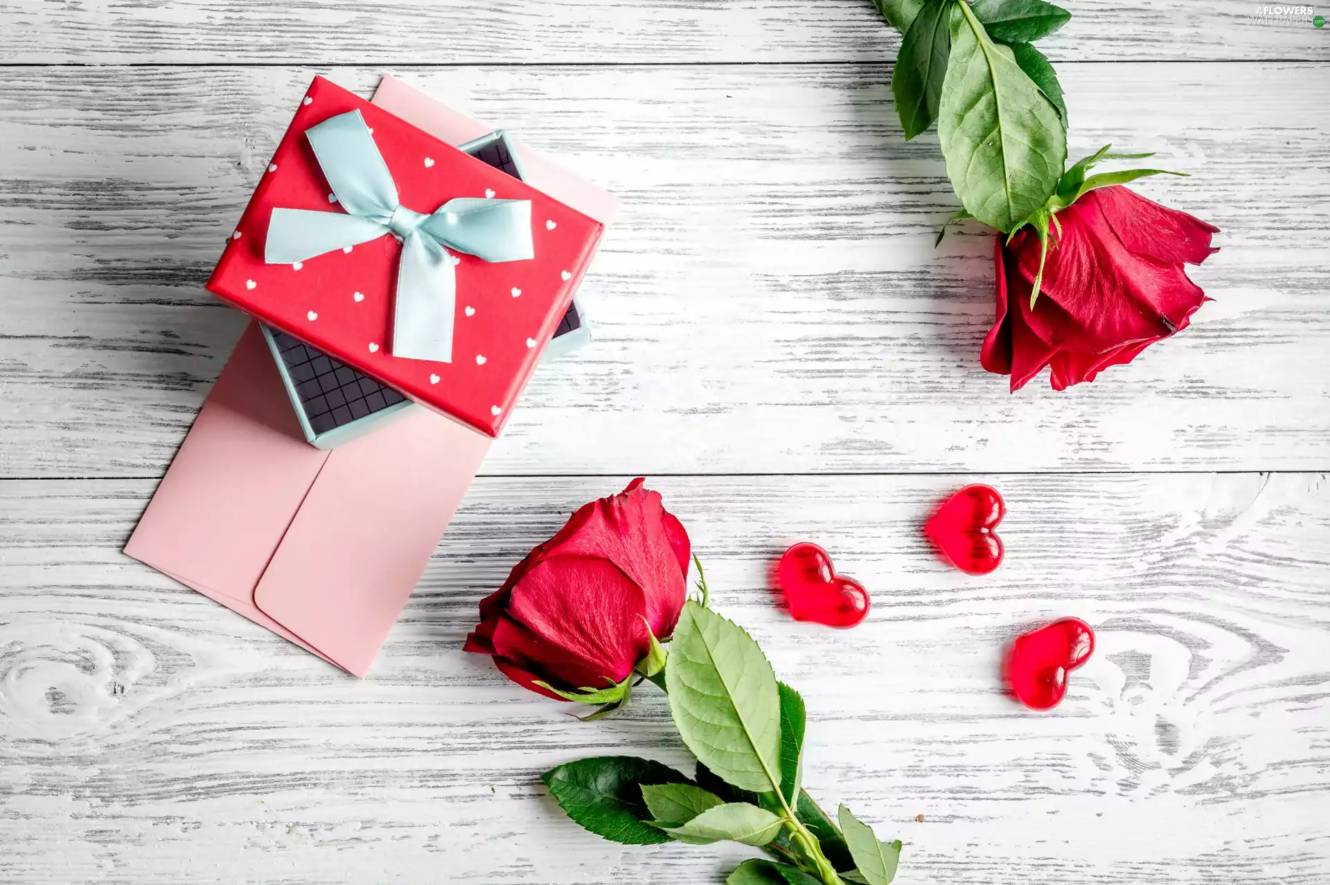 hearts, roses, Present