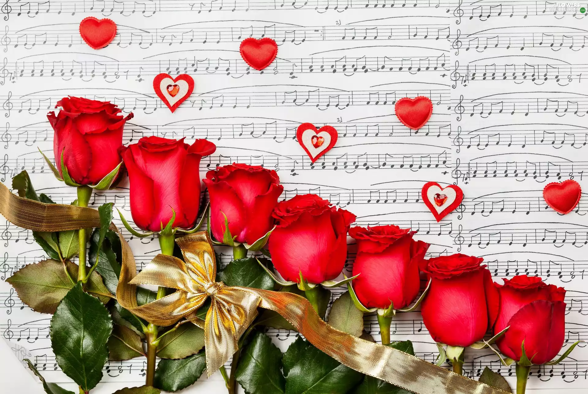 Tunes, hearts, Red, Valentine