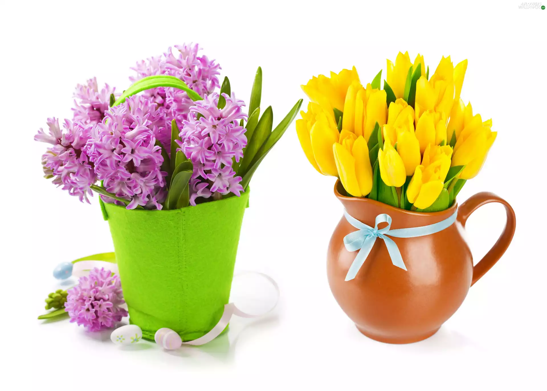 Tulips, decoration, jug, Hyacinths, Easter, Bucket, eggs