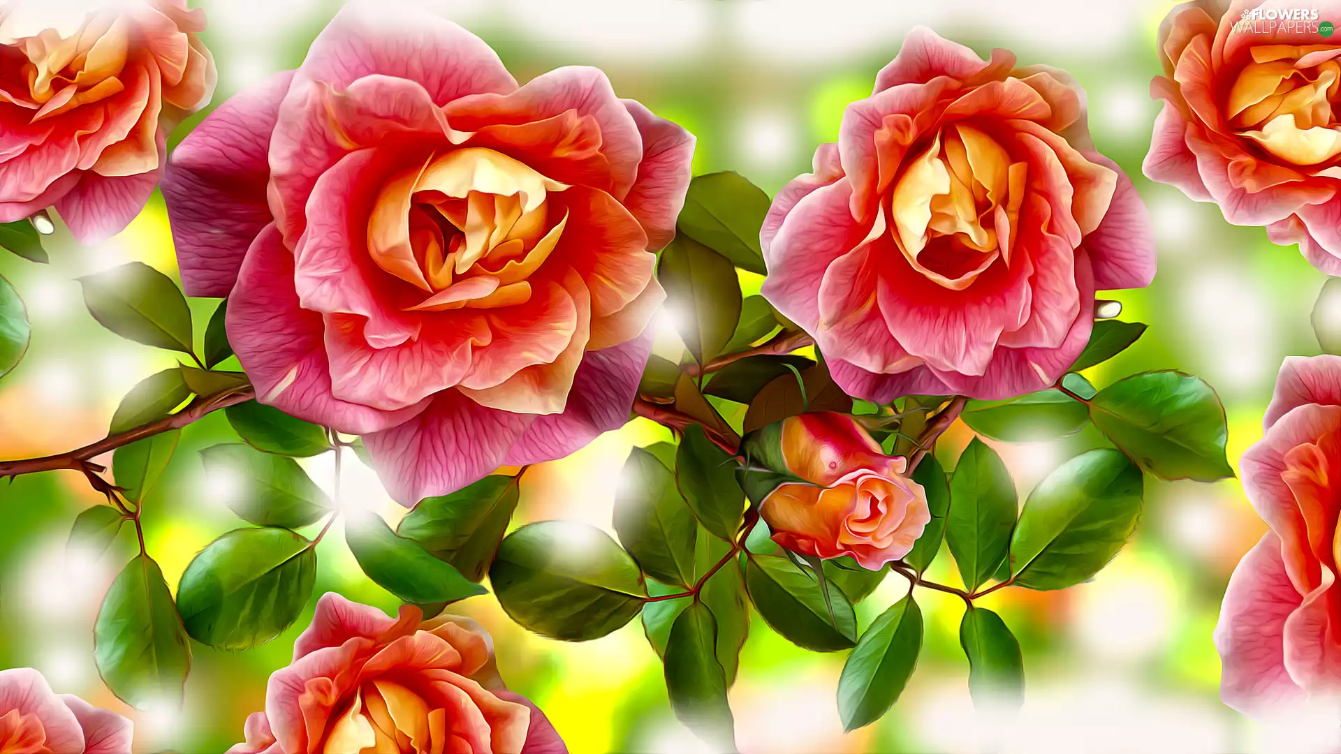 Flowers, Leaf, 2D Graphics, roses