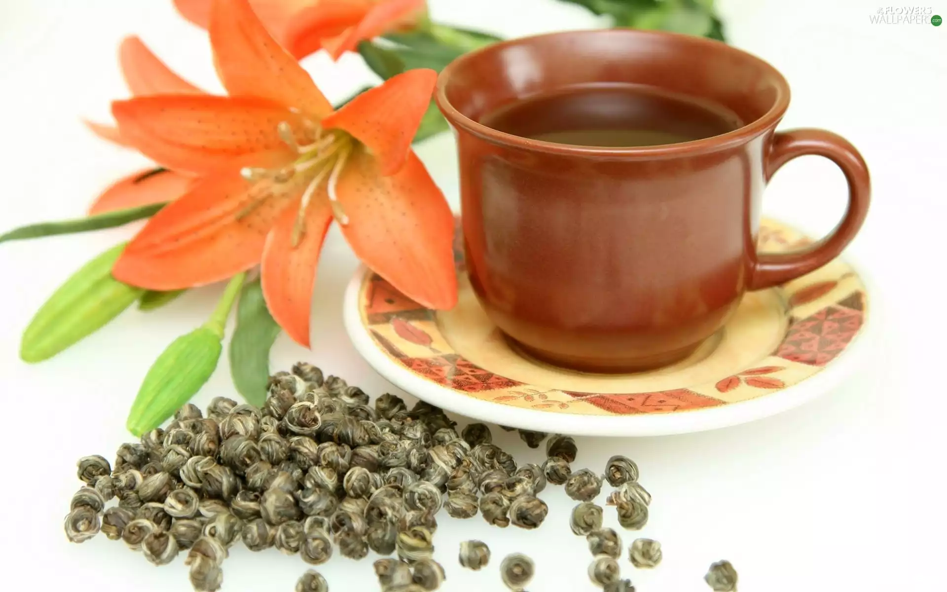 Lily, cup, leaves, tea, Collapsed, tea