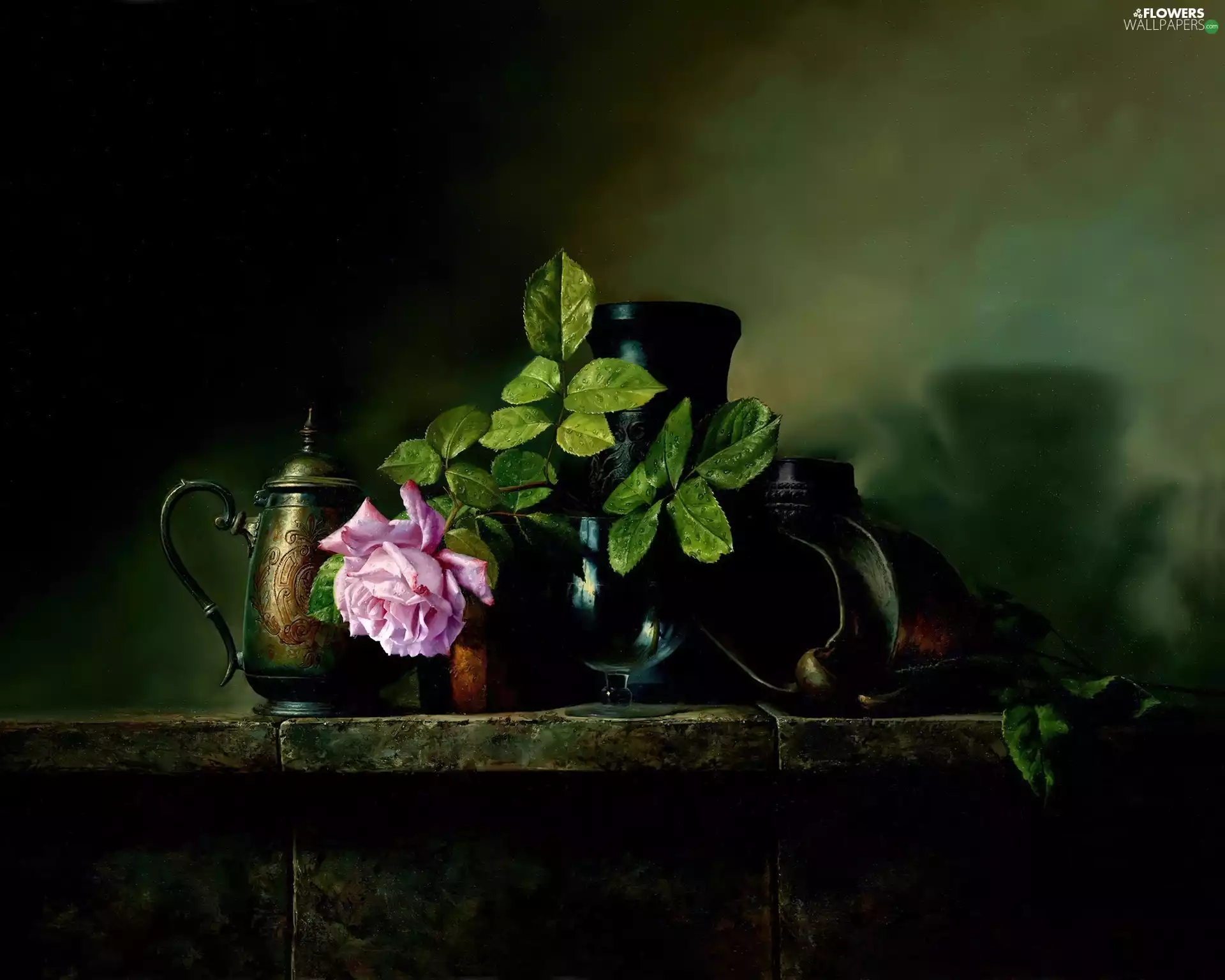 Jugs, picture, still life, rose, Alexei Antonov