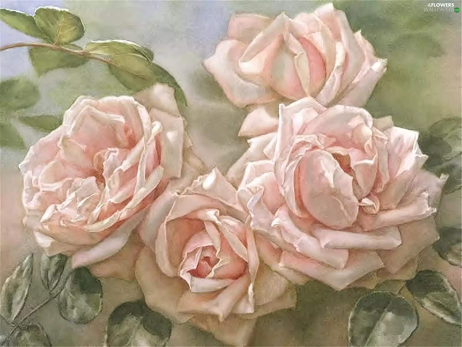 Light pink, roses