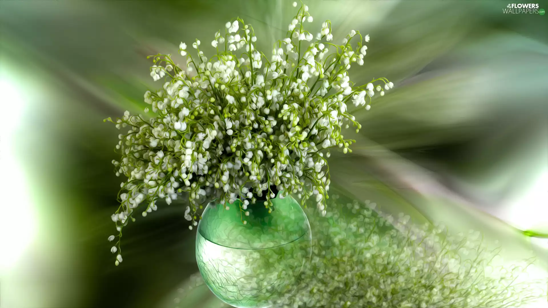 Flowers, vase, graphics, lilies
