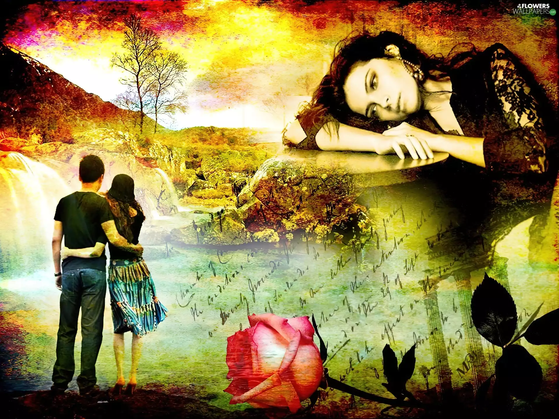 girl, Steam, rose, Love