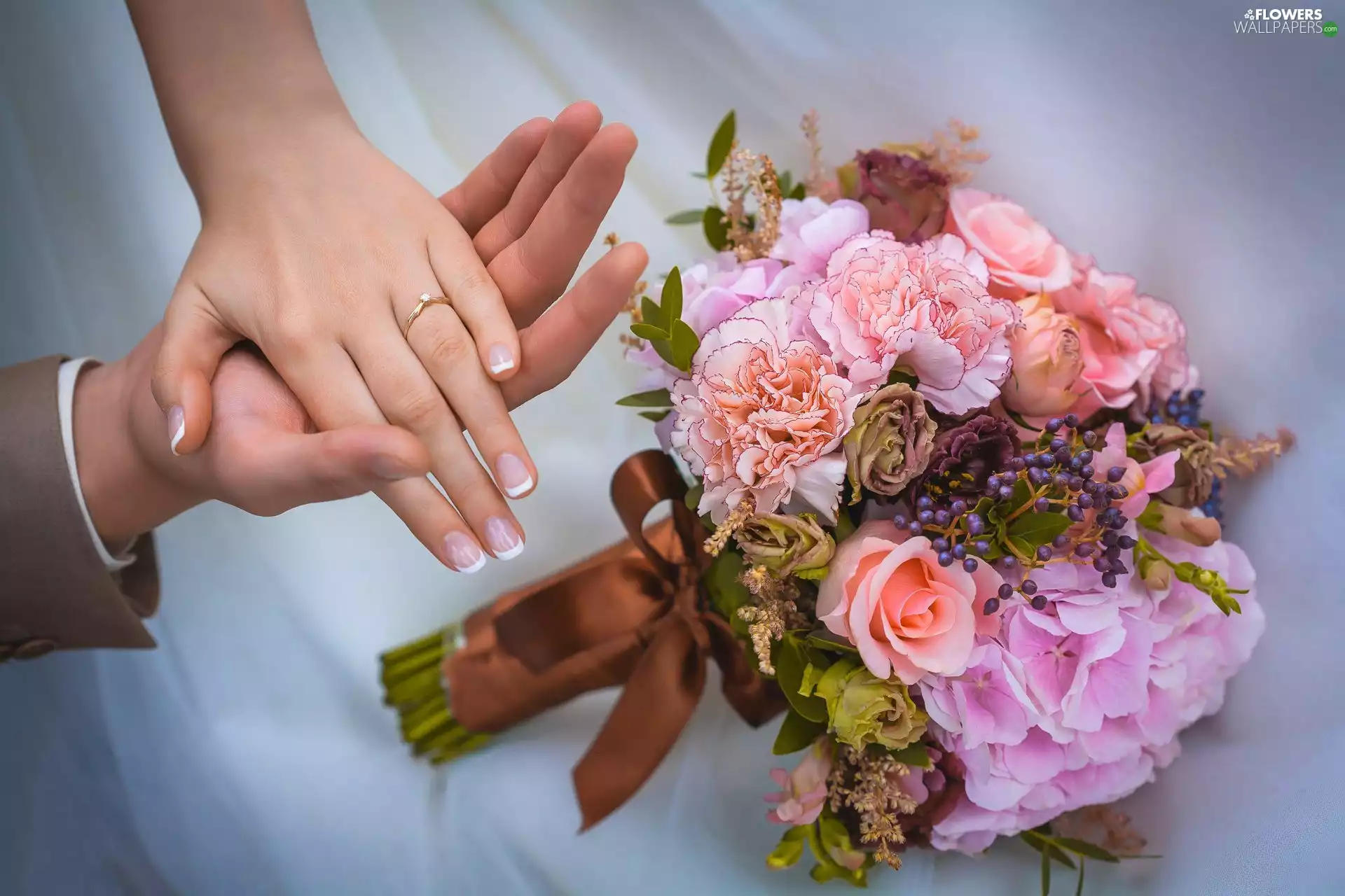 Bouquet of Flowers, hands, marriage