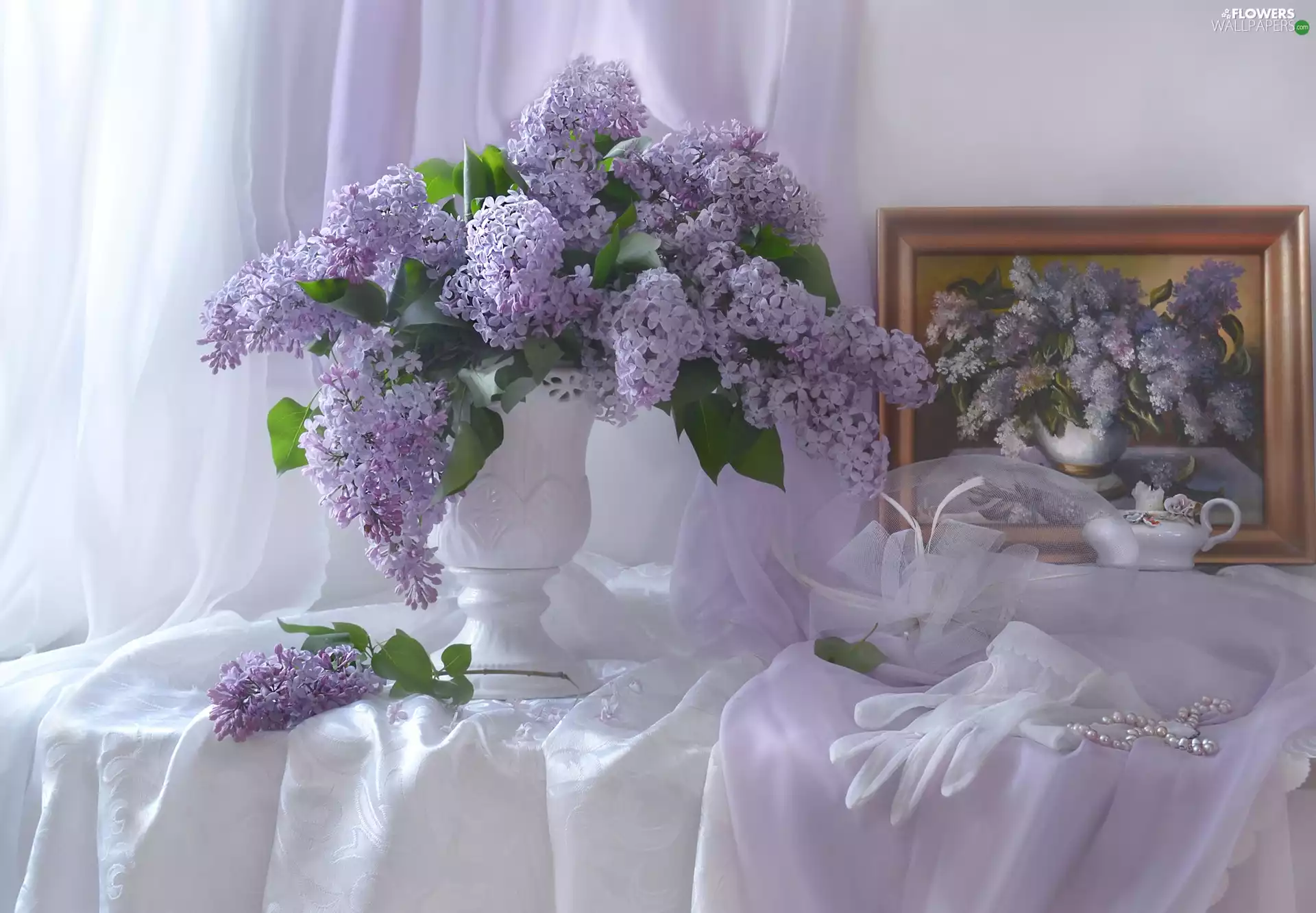 Vase, without, Gloves, Pearl, picture, bouquet