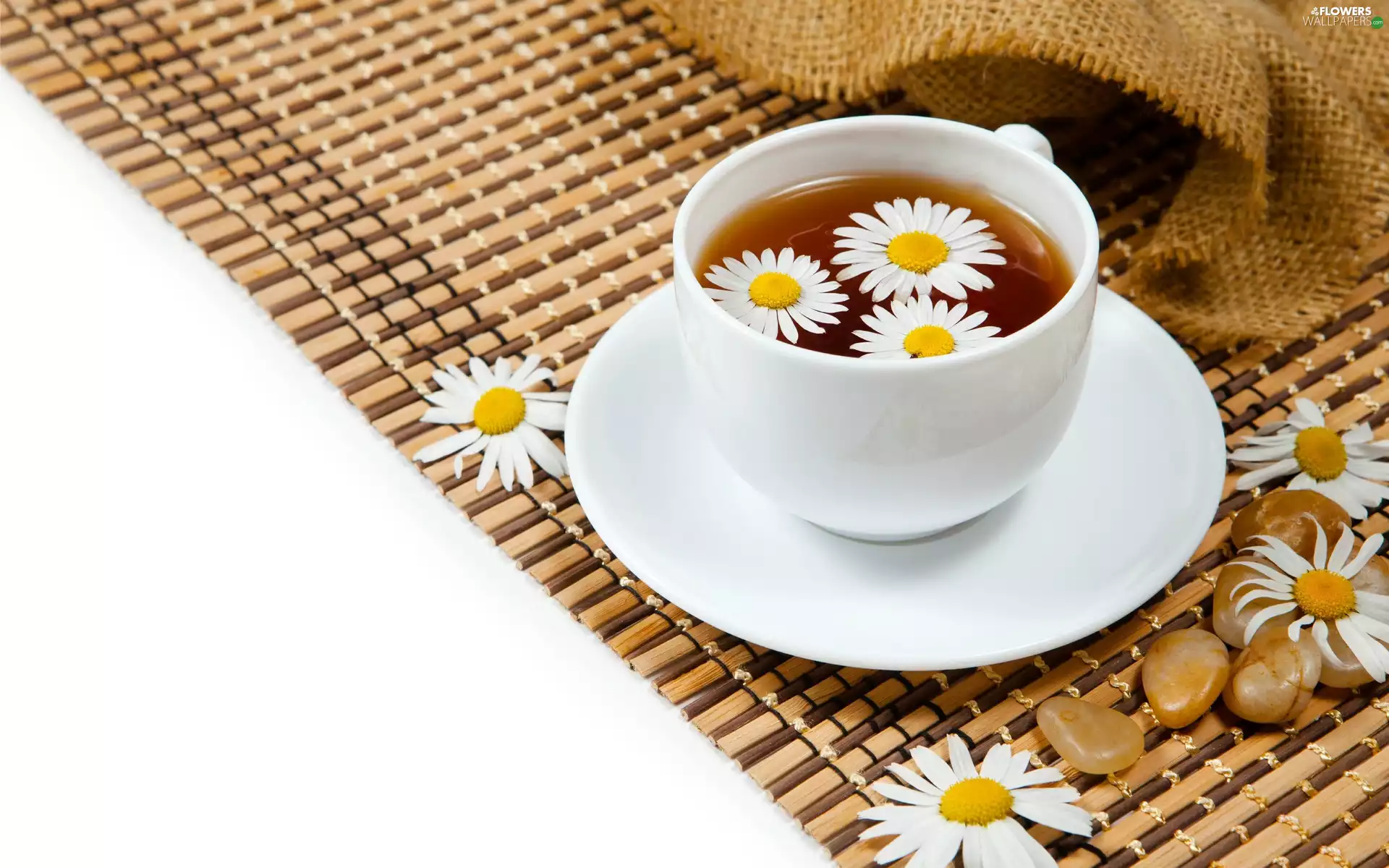 mat, Pebble, Camomile, Flowers, tea