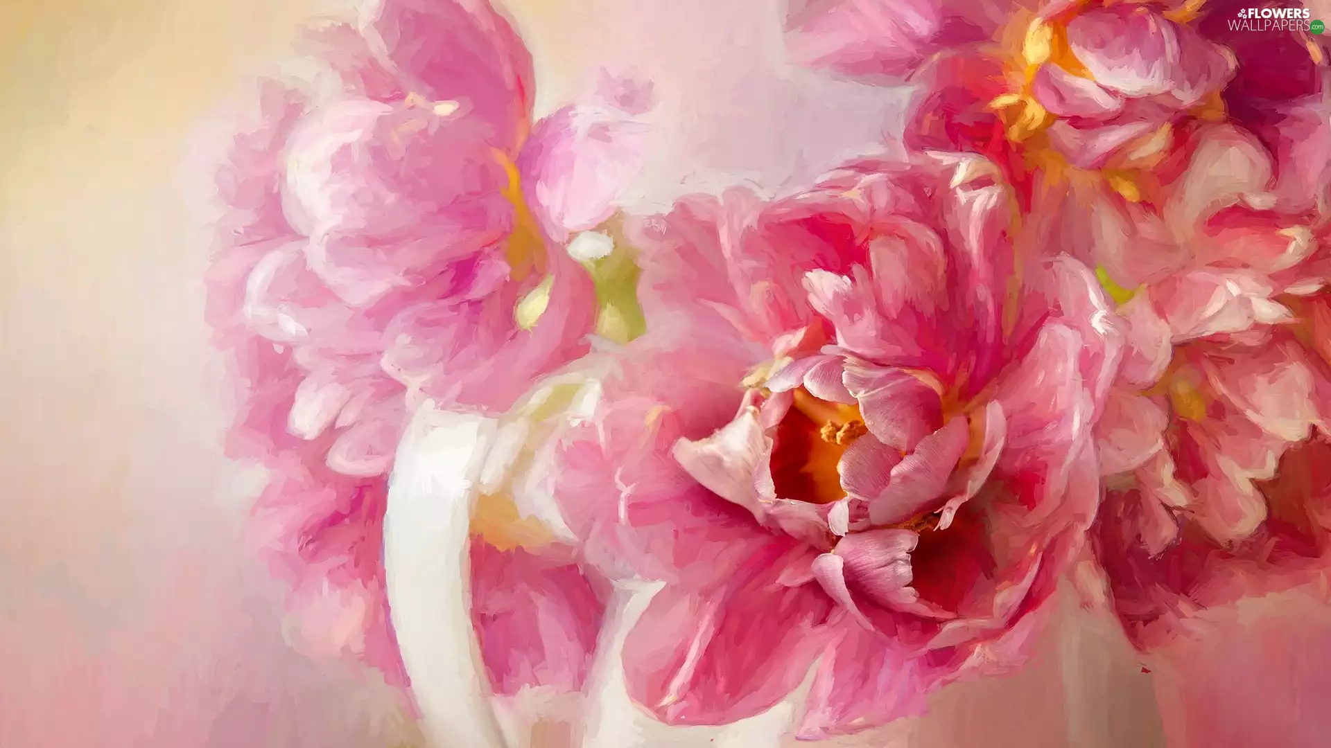 Peonies, painting, picture