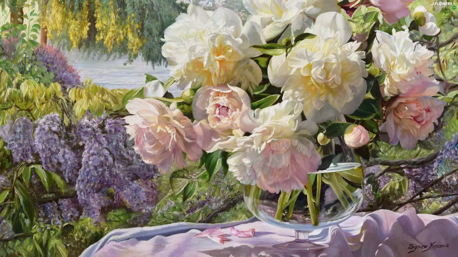 decorator, Zbigniew Kopania, picture, Peonies, painting