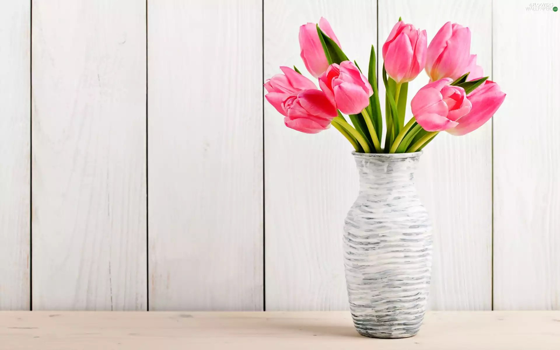 bouquet, Tulips, Vase, Pink