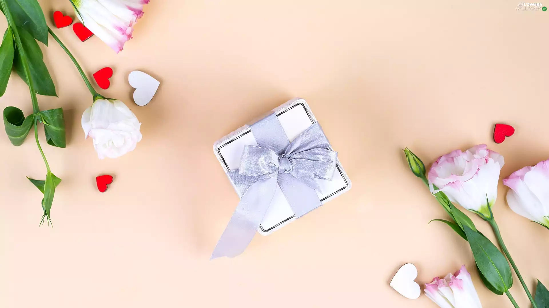 hearts, Present, Eustomy, Buds, Flowers