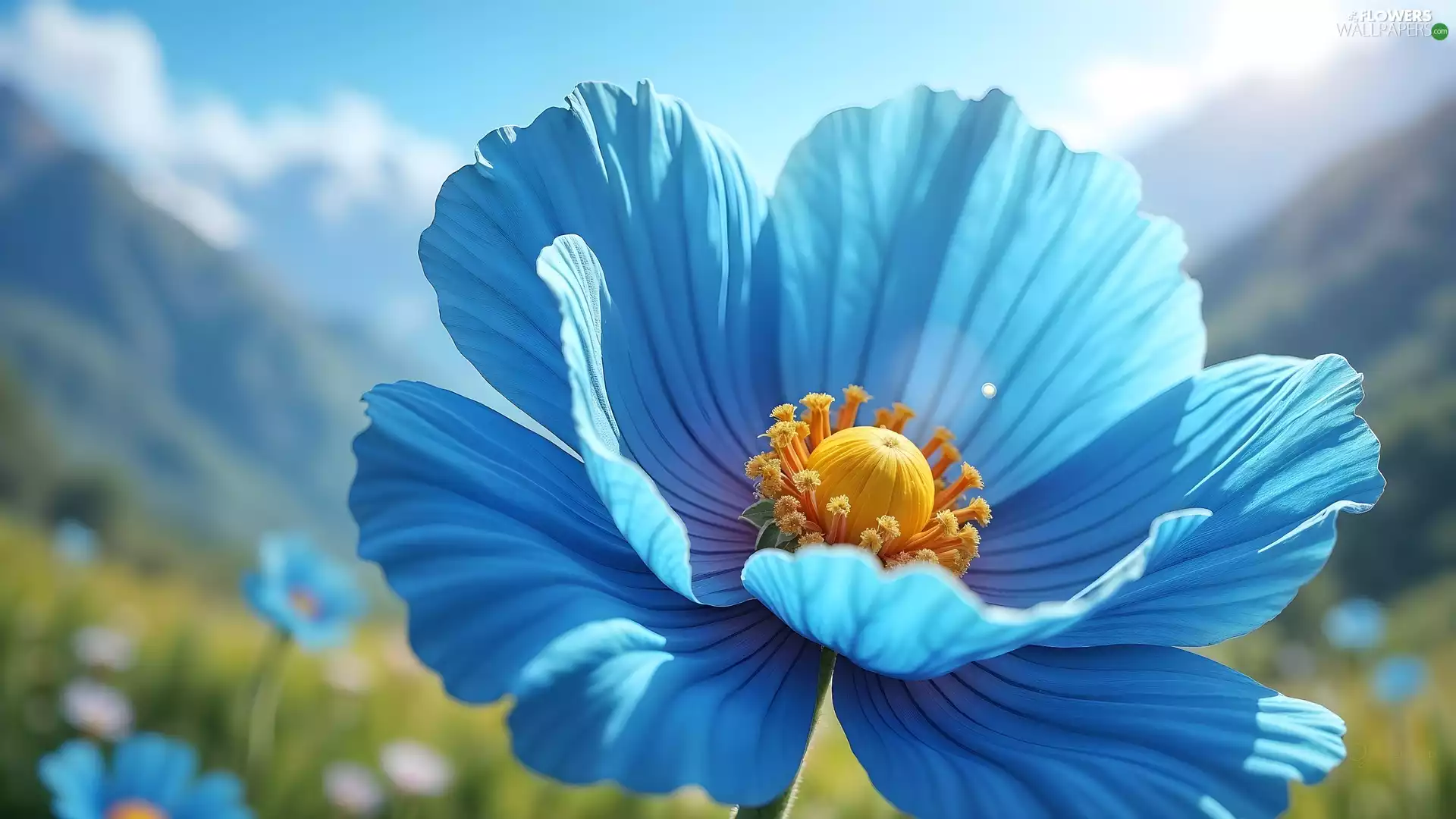 Colourfull Flowers, blue, rapprochement, red weed