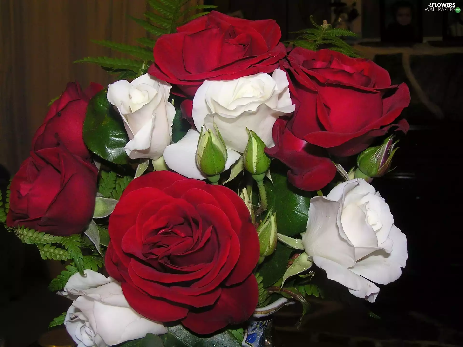 bouquet, white, rouge, red