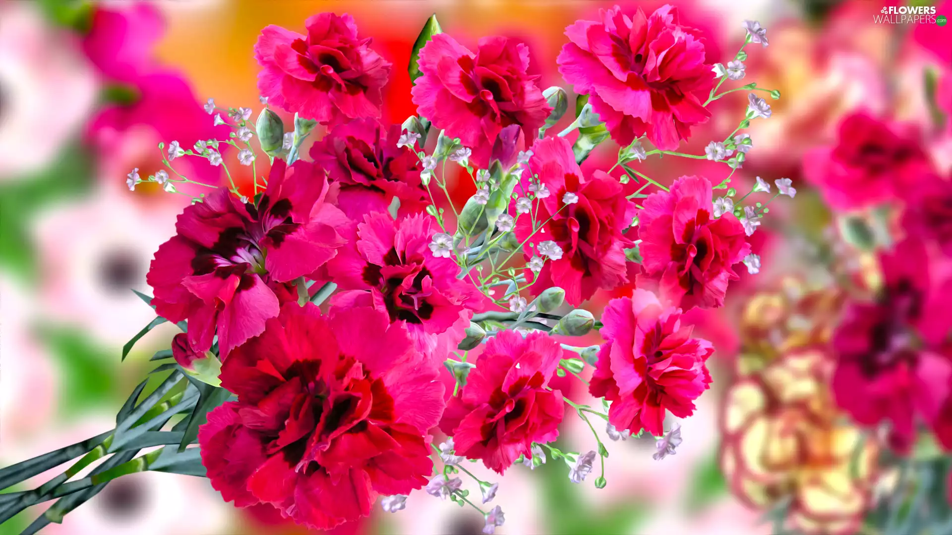 Flowers, cloves, graphics, Red