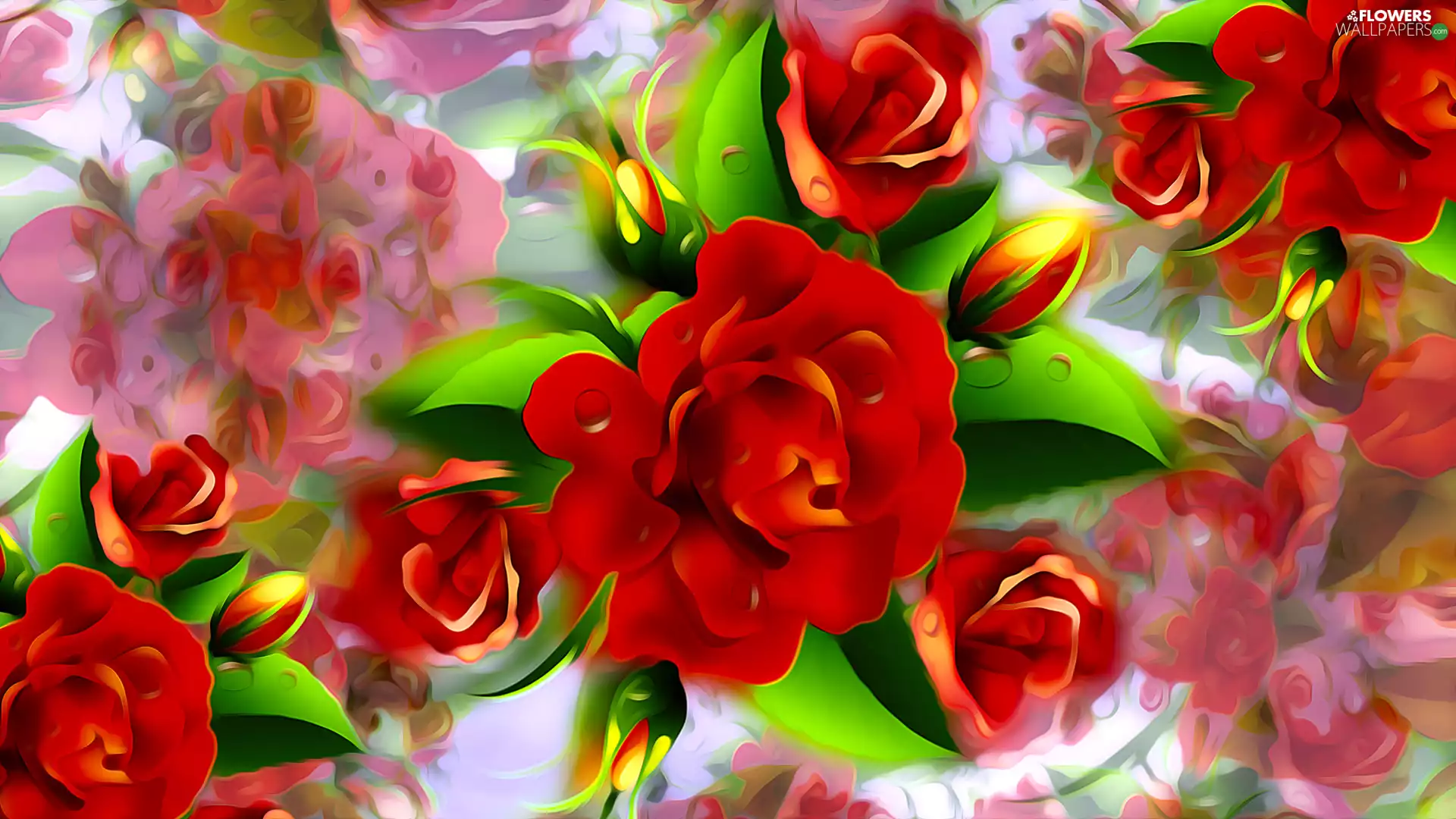 graphics, roses, 2D, Red