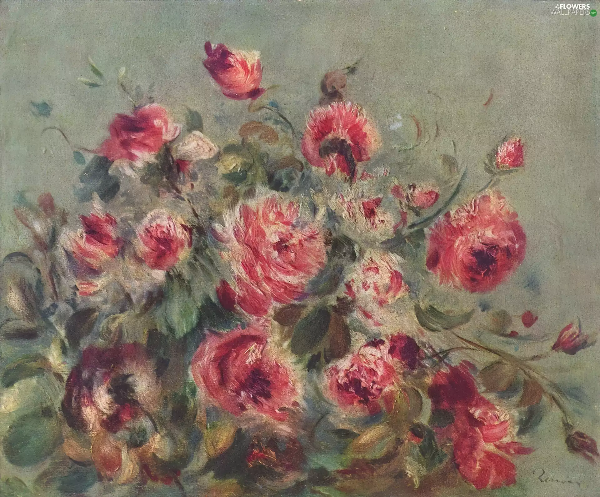 roses, picture, Auguste Renoir