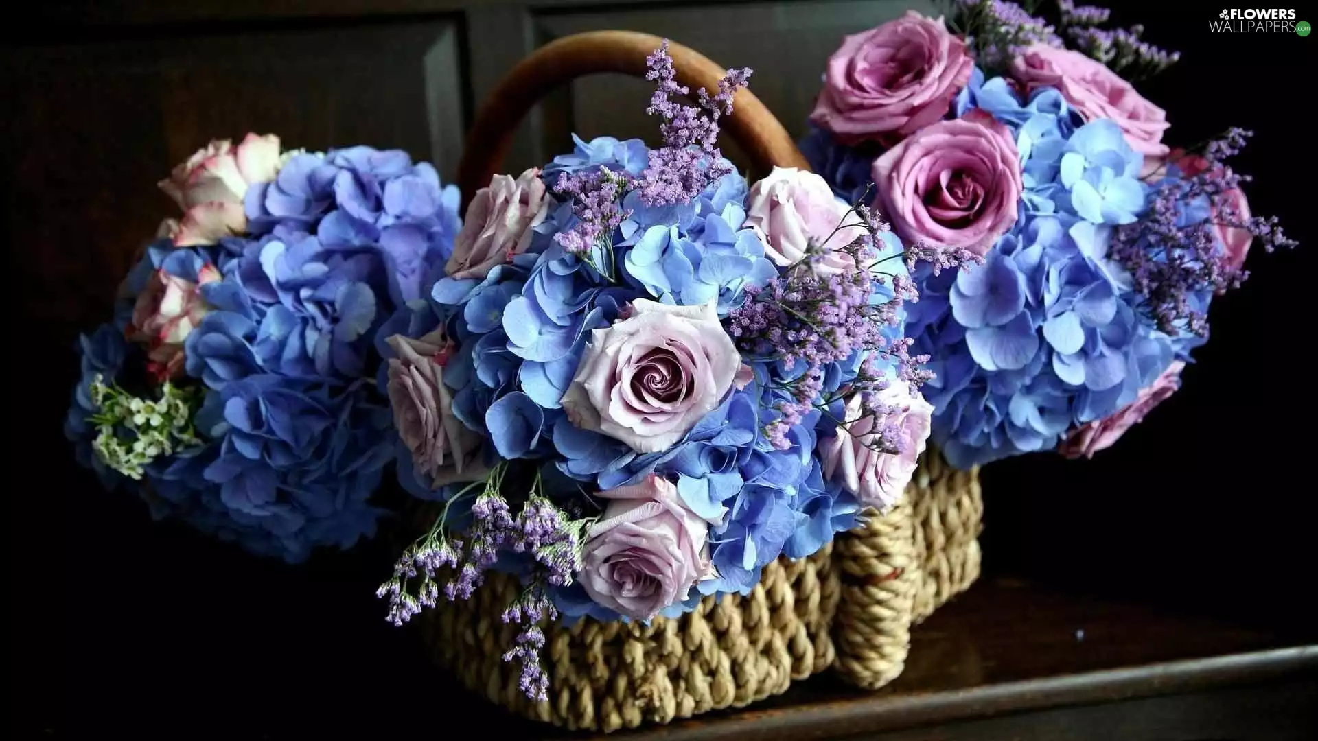 Flowers, basket, bouquet, rose