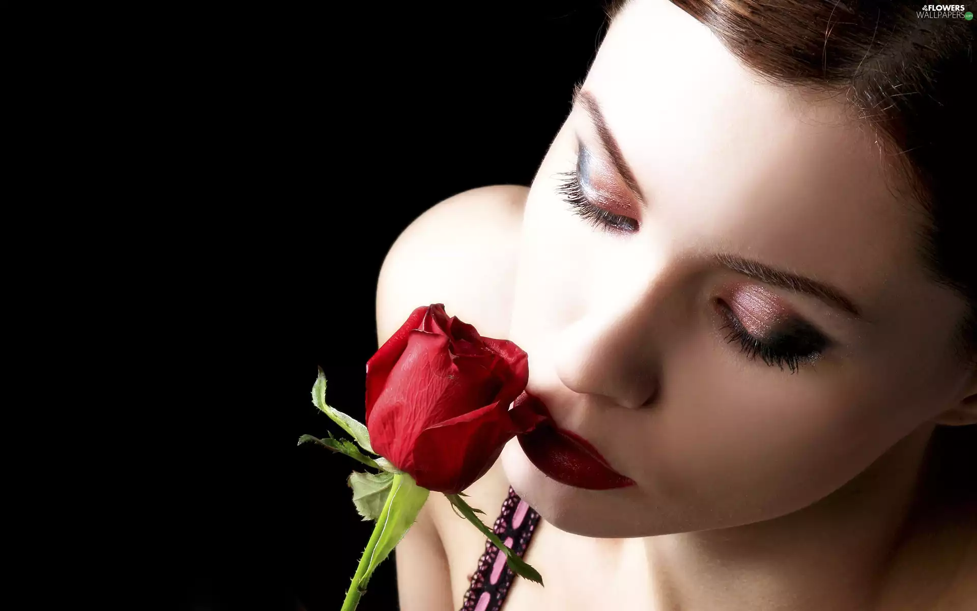 girl, red hot, rose, make-up