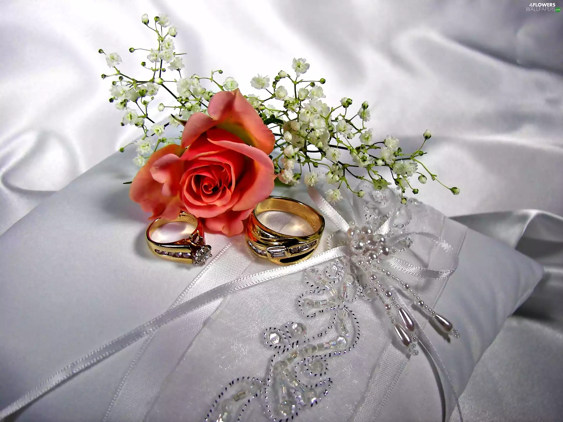 With Rose, rings, small bunch