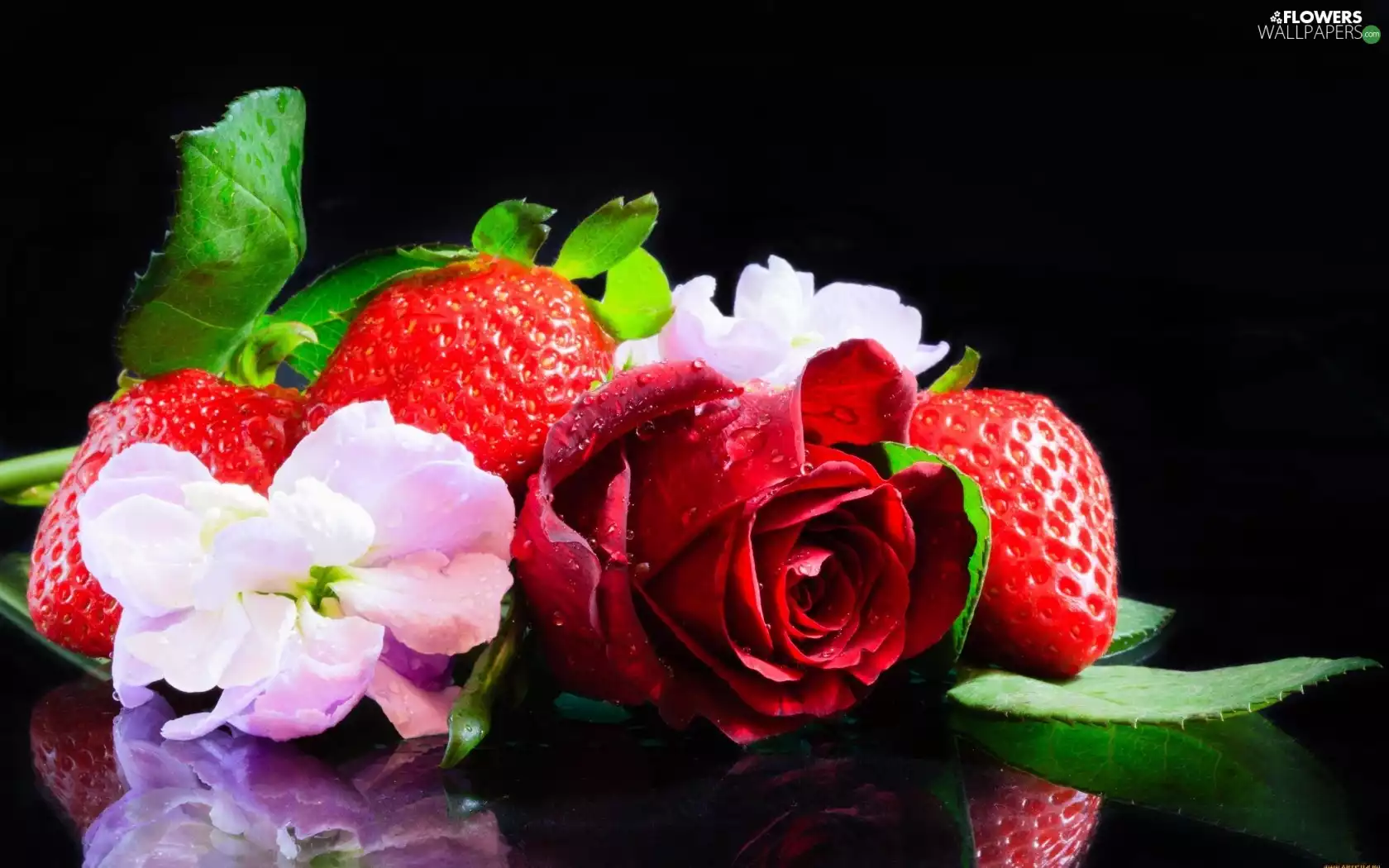 strawberries, peas, fragrant, rose