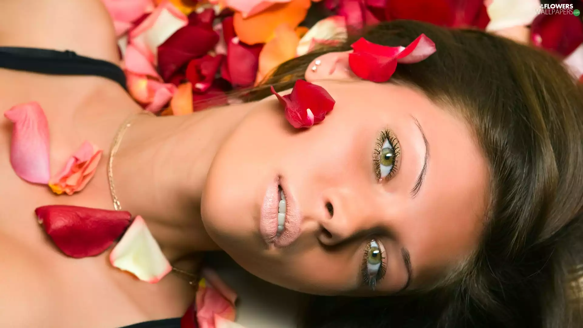 Women, flakes, rose, Head