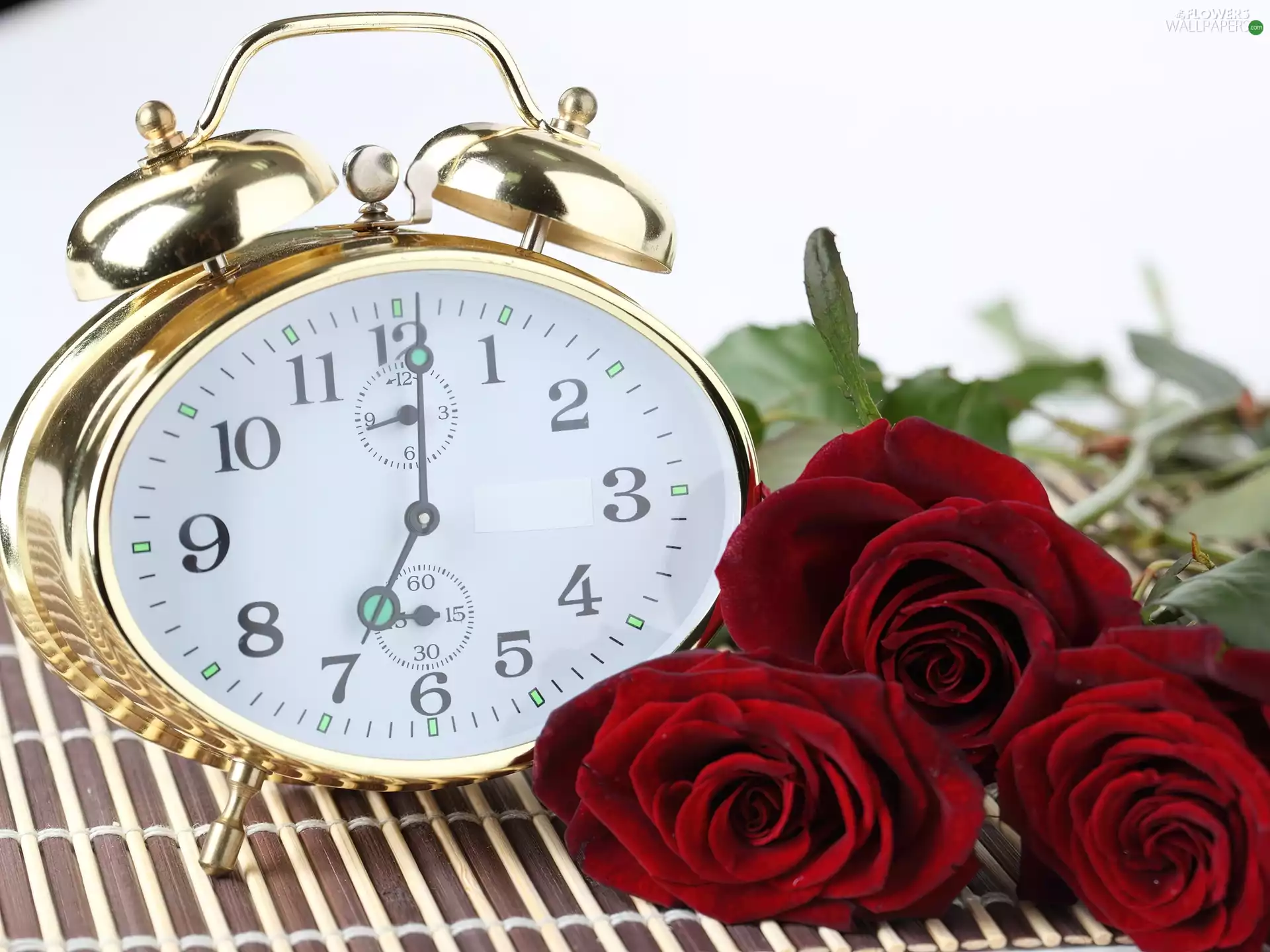 alarm clock, Red, roses