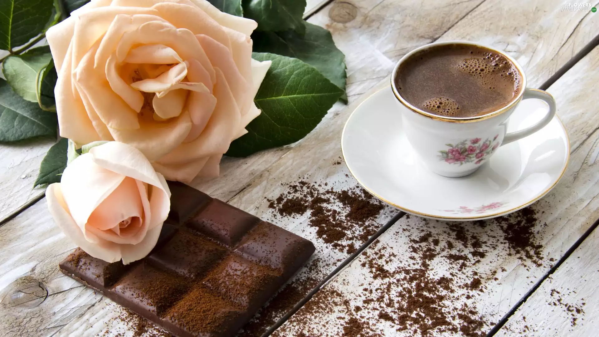 coffee, chocolate, boarding, roses