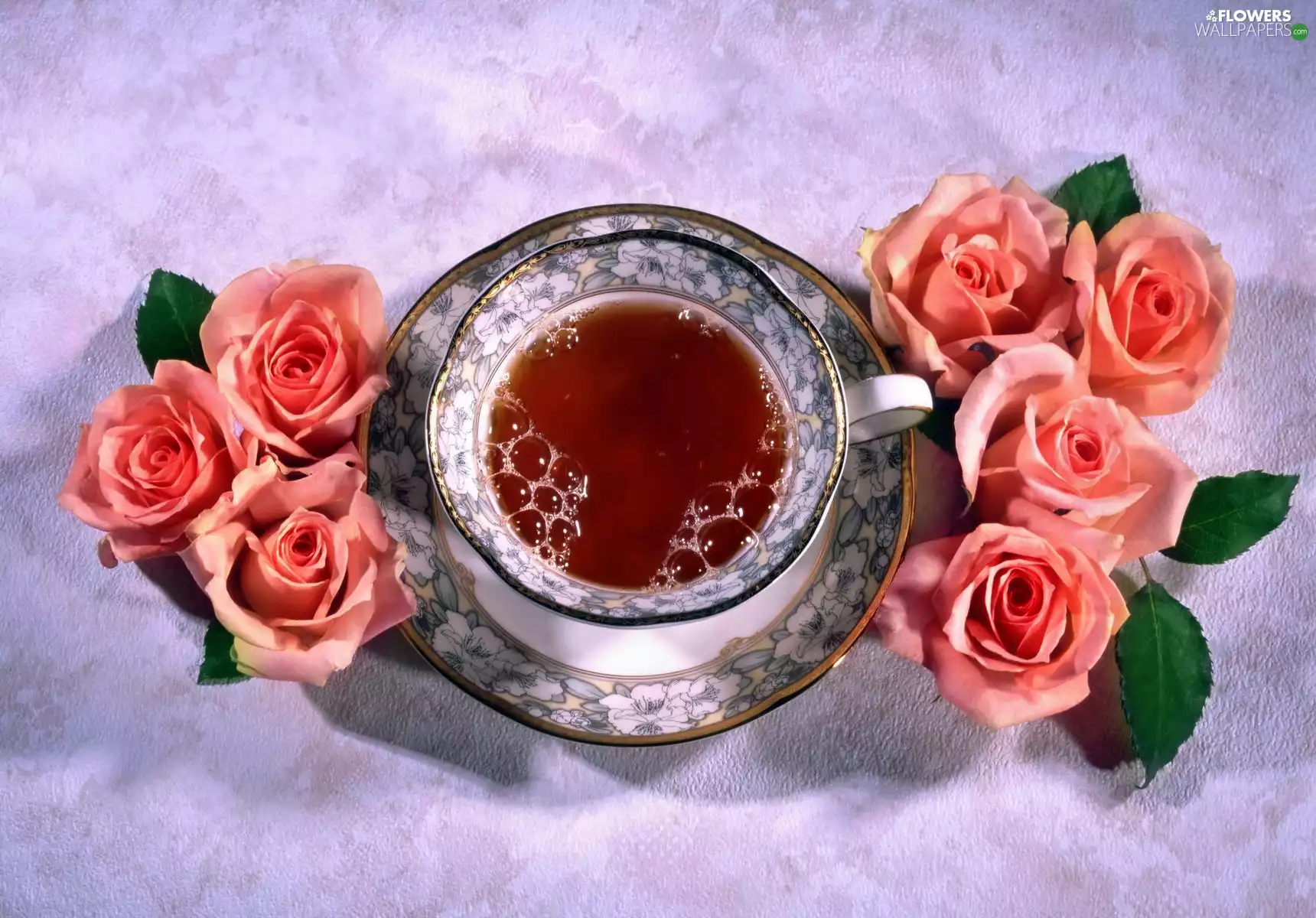 roses, tea, cup