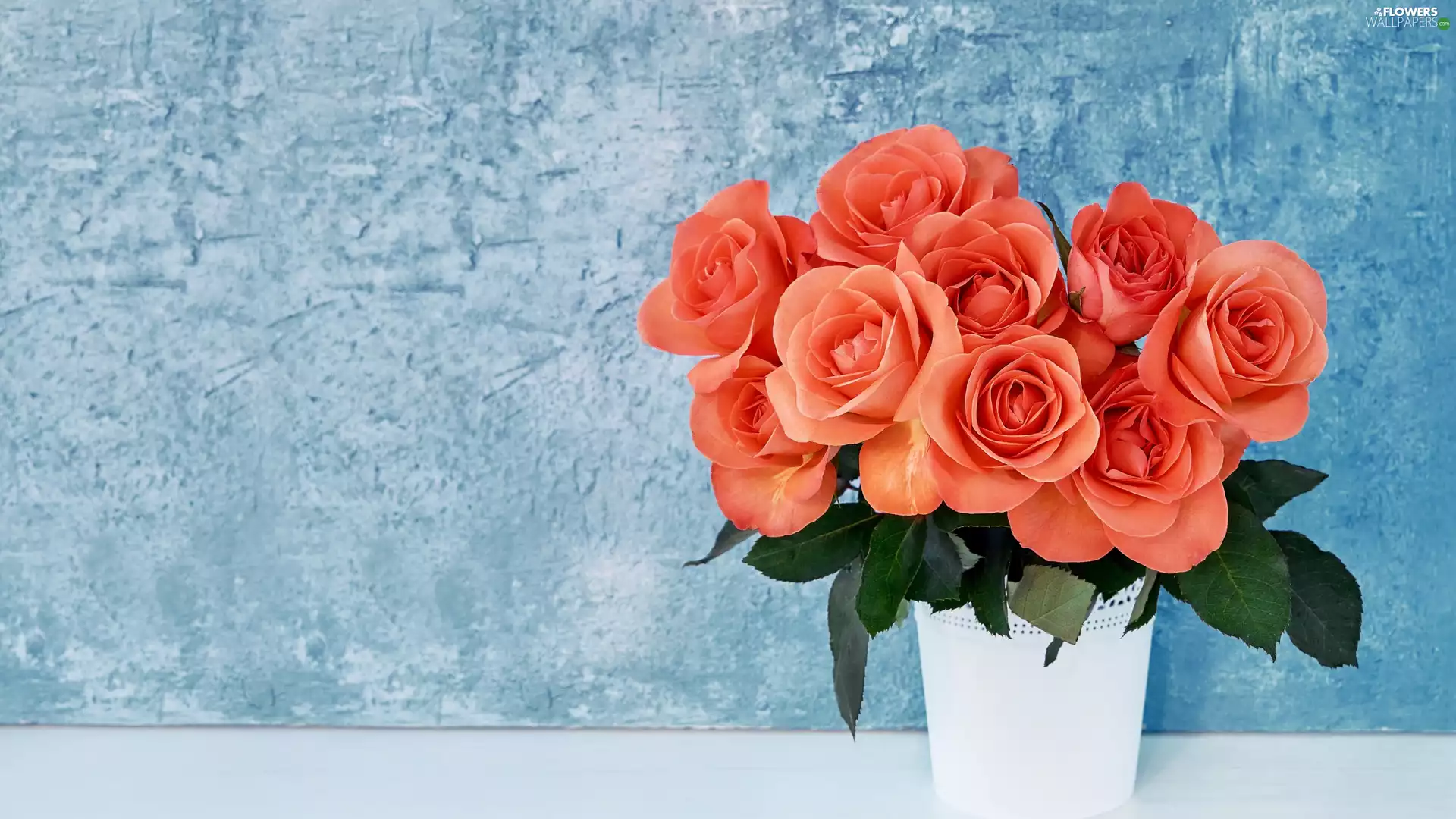 Flowers, Vase, background, roses