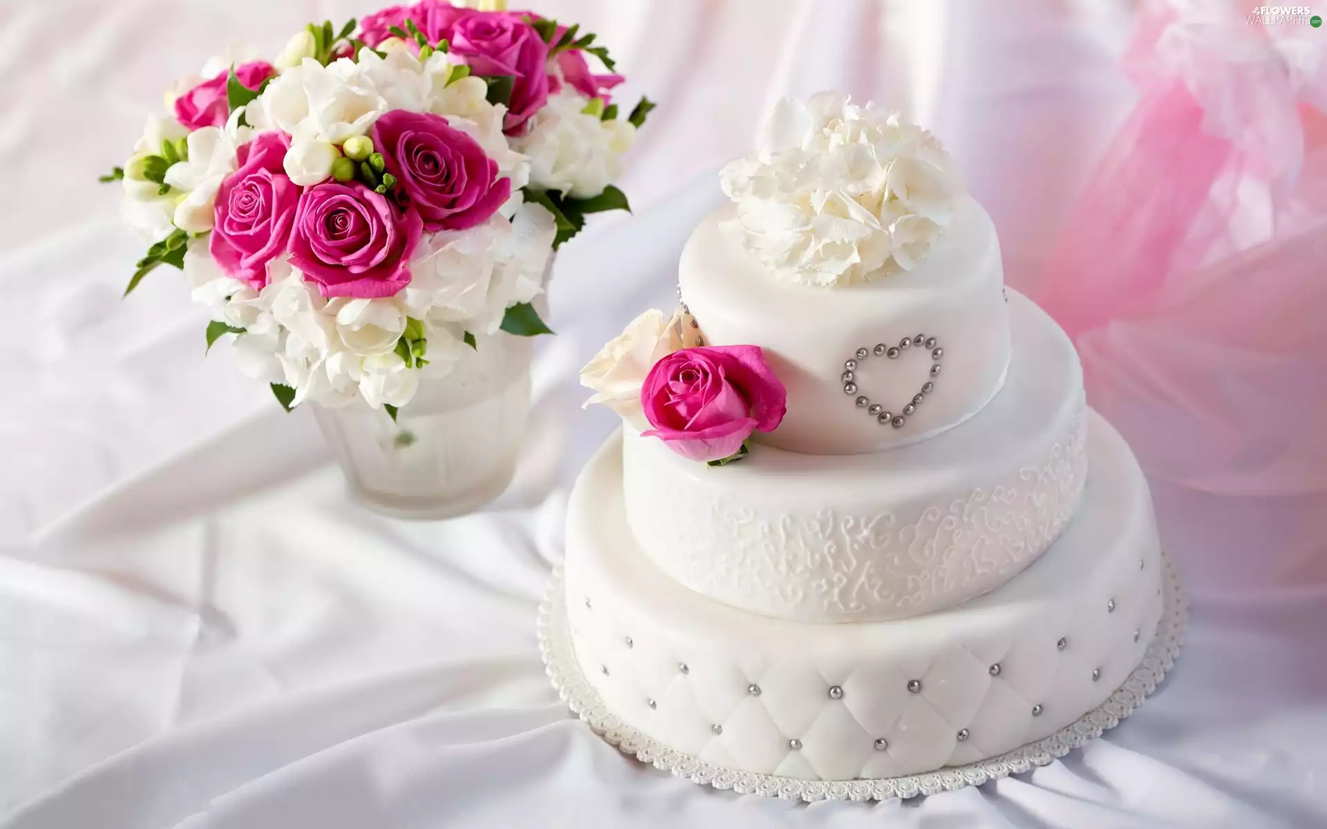 roses, Cake, Flowers