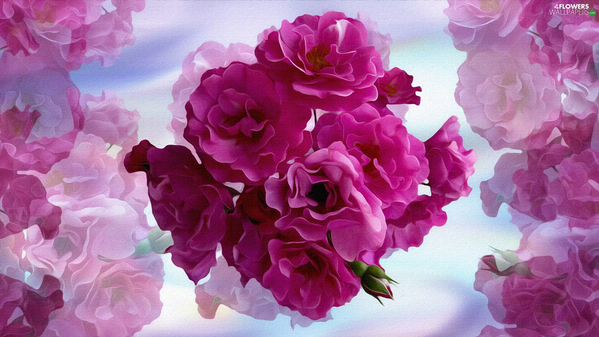 Flowers, bouquet, graphics, roses